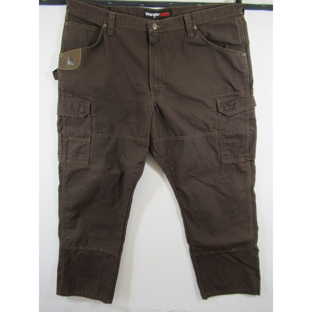 Wrangler Riggs Workwear Ranger Pants Men 42x30 Brown Double Knee Ripstop 103W060